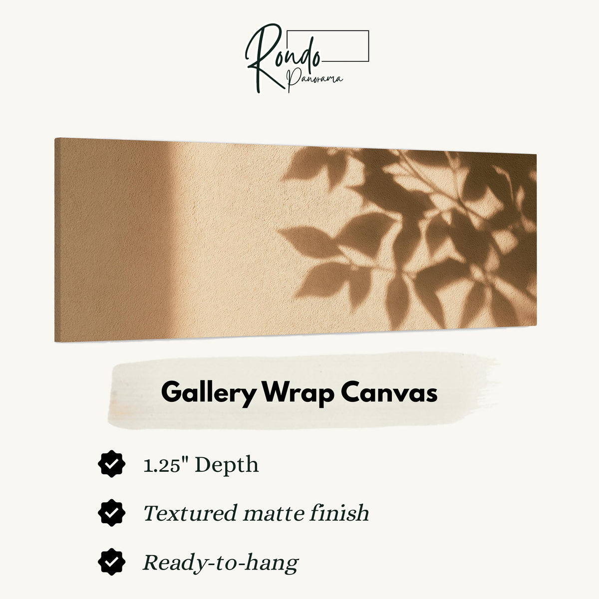 Leaf shadows on a golden plaster wall gallery wrap canvas with the image wrapped around the edges