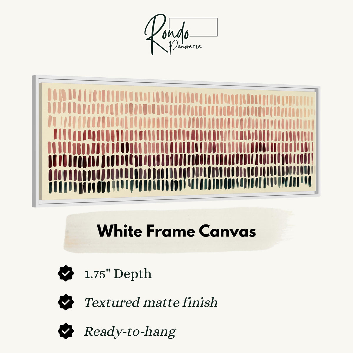 Brushmarks fading from blush to deep maroon canvas print in a white floating frame