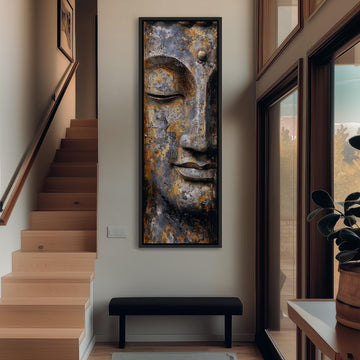 Textured Buddha Face - Vertical Zen Wall Art