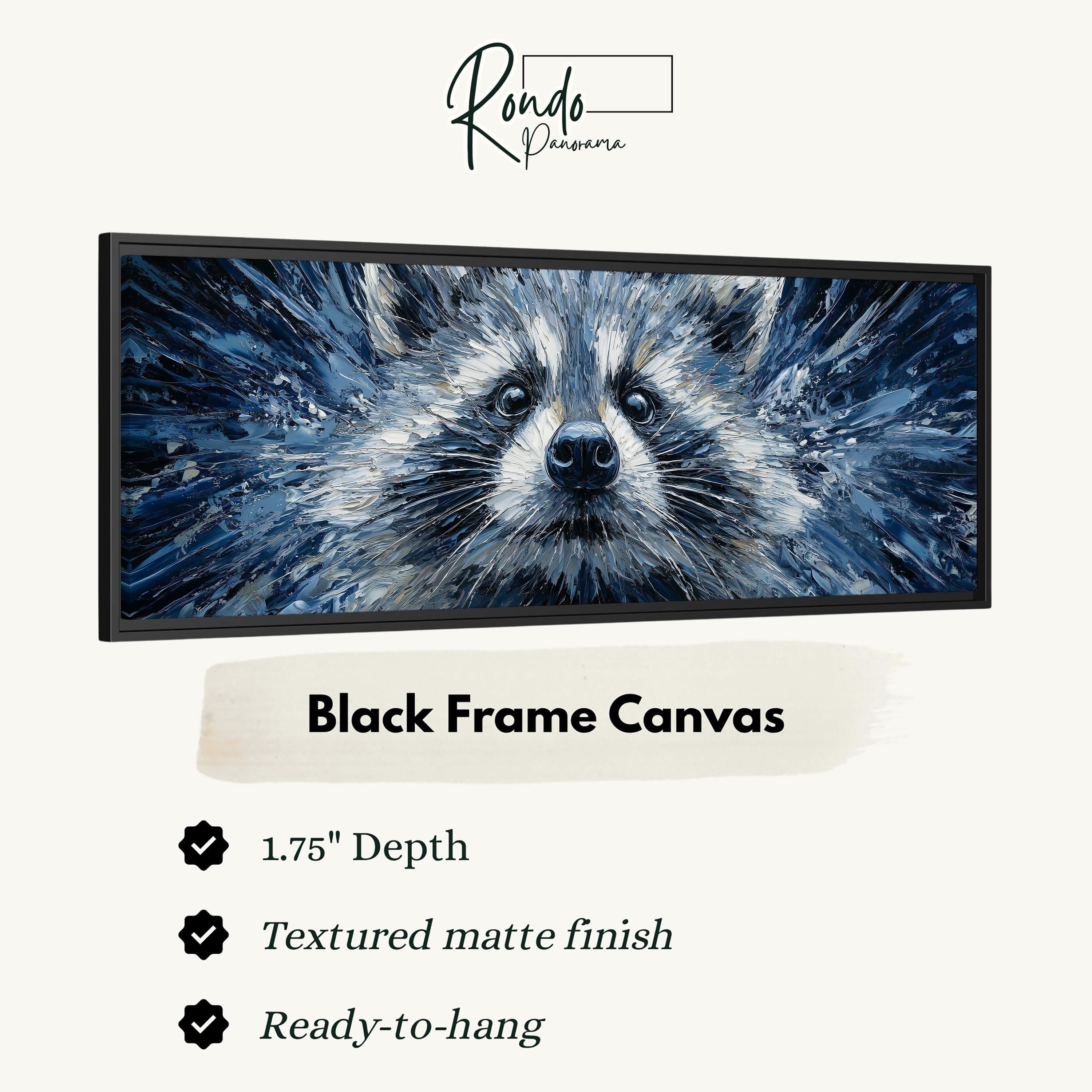 Abstract Raccoon - Wide Panoramic Canvas Art
