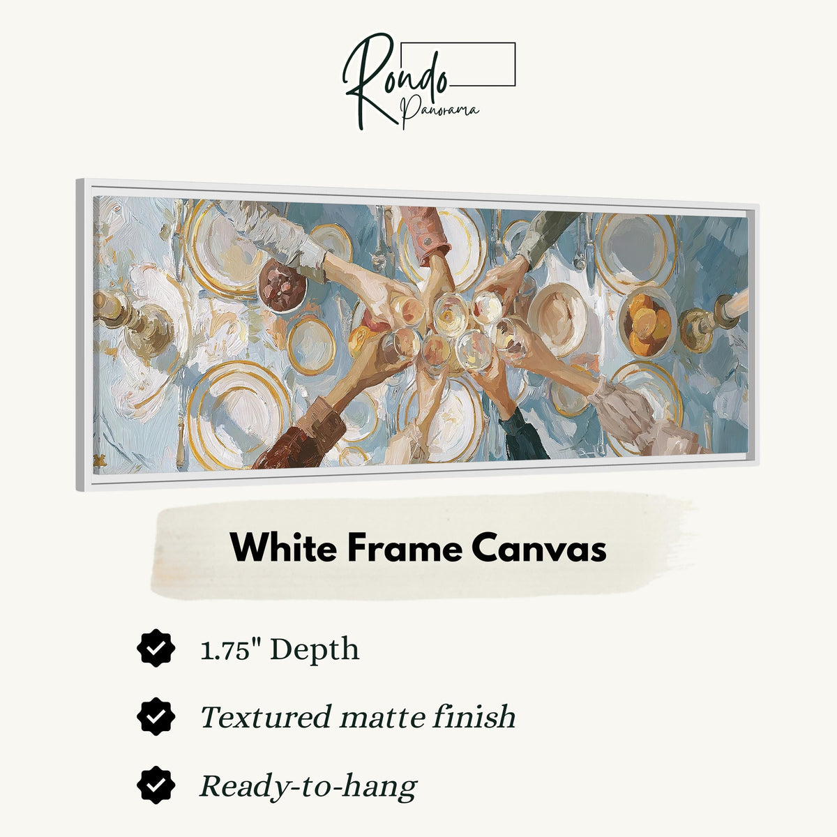 Elegant wine toast over a linen table canvas print in a white floating frame