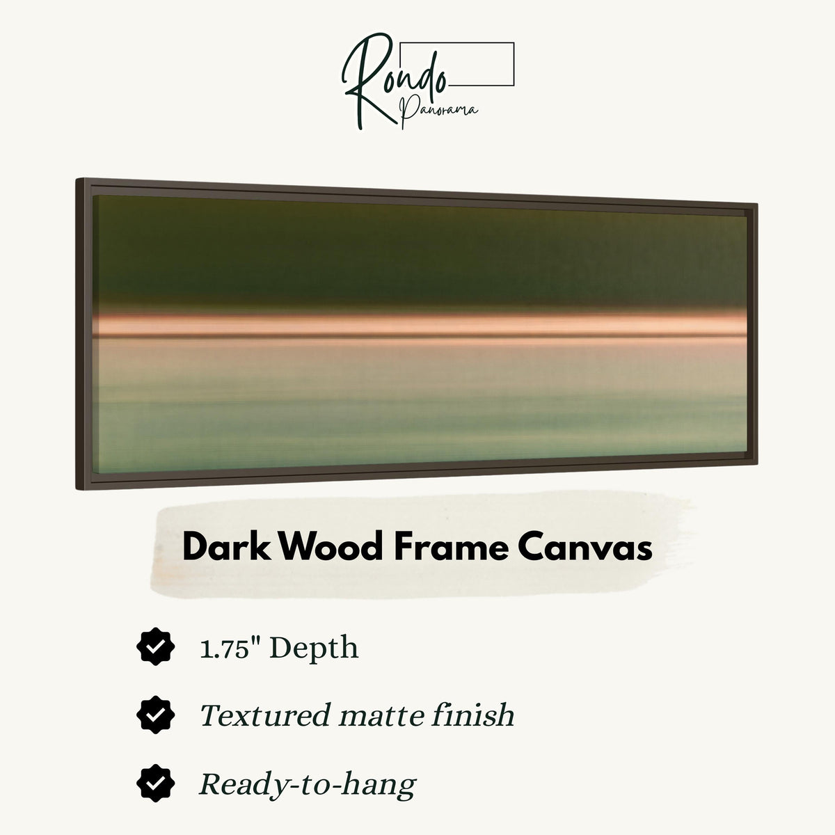 Minimalist dusk horizon gradient canvas print in a dark wood floating frame
