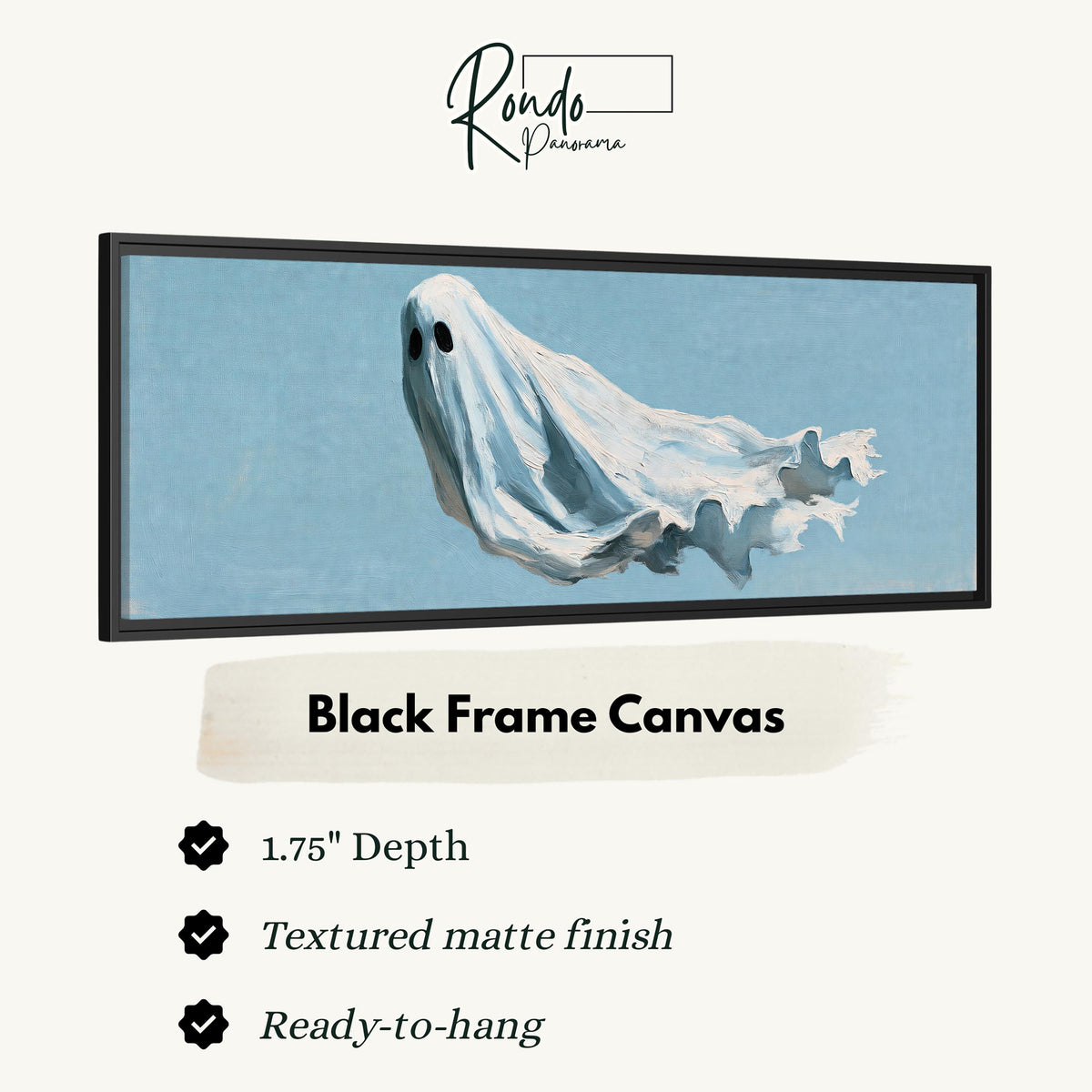 Drifting ghost spirit canvas print in a black floating frame