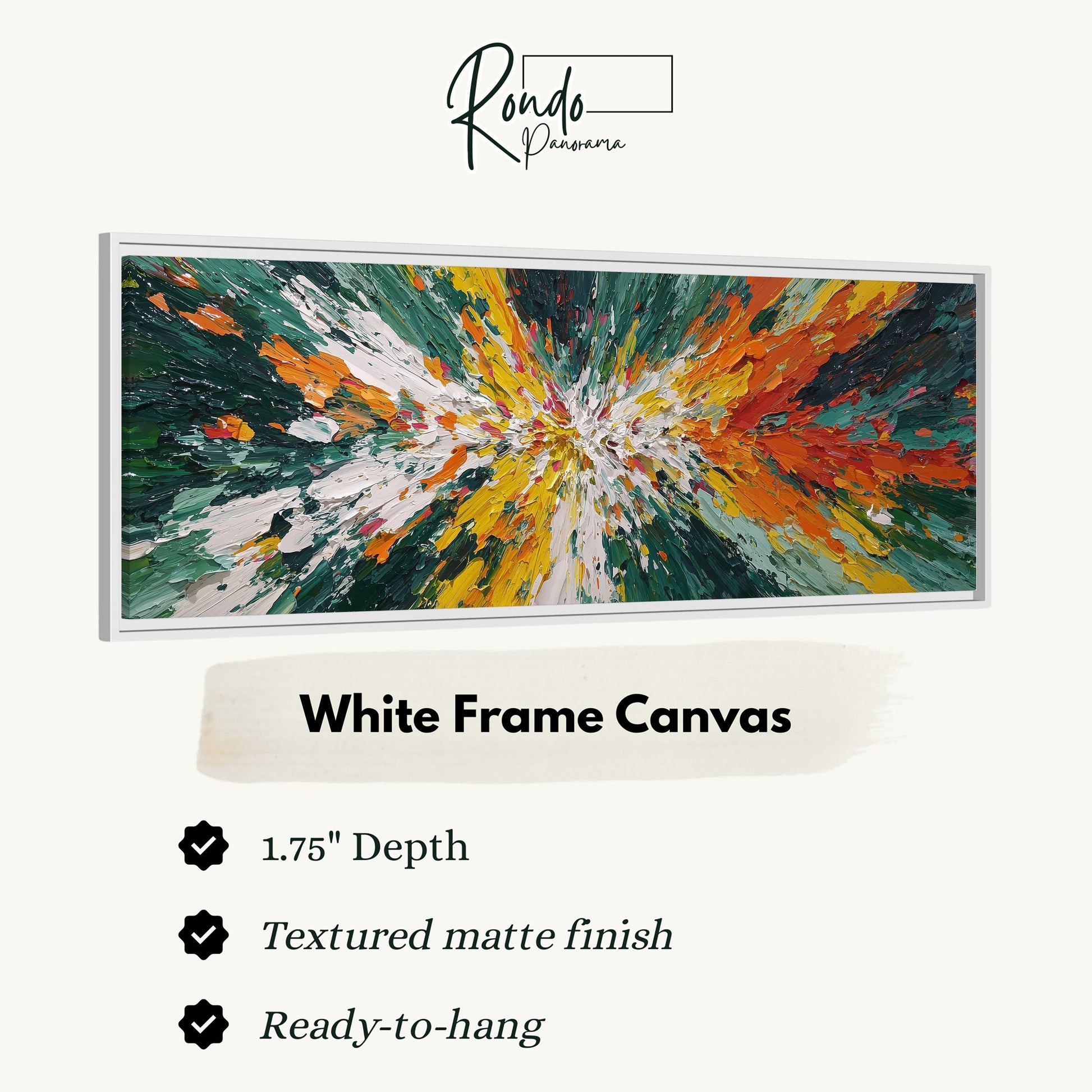 The image is a white frame canvas with a vibrant abstract painting on it.