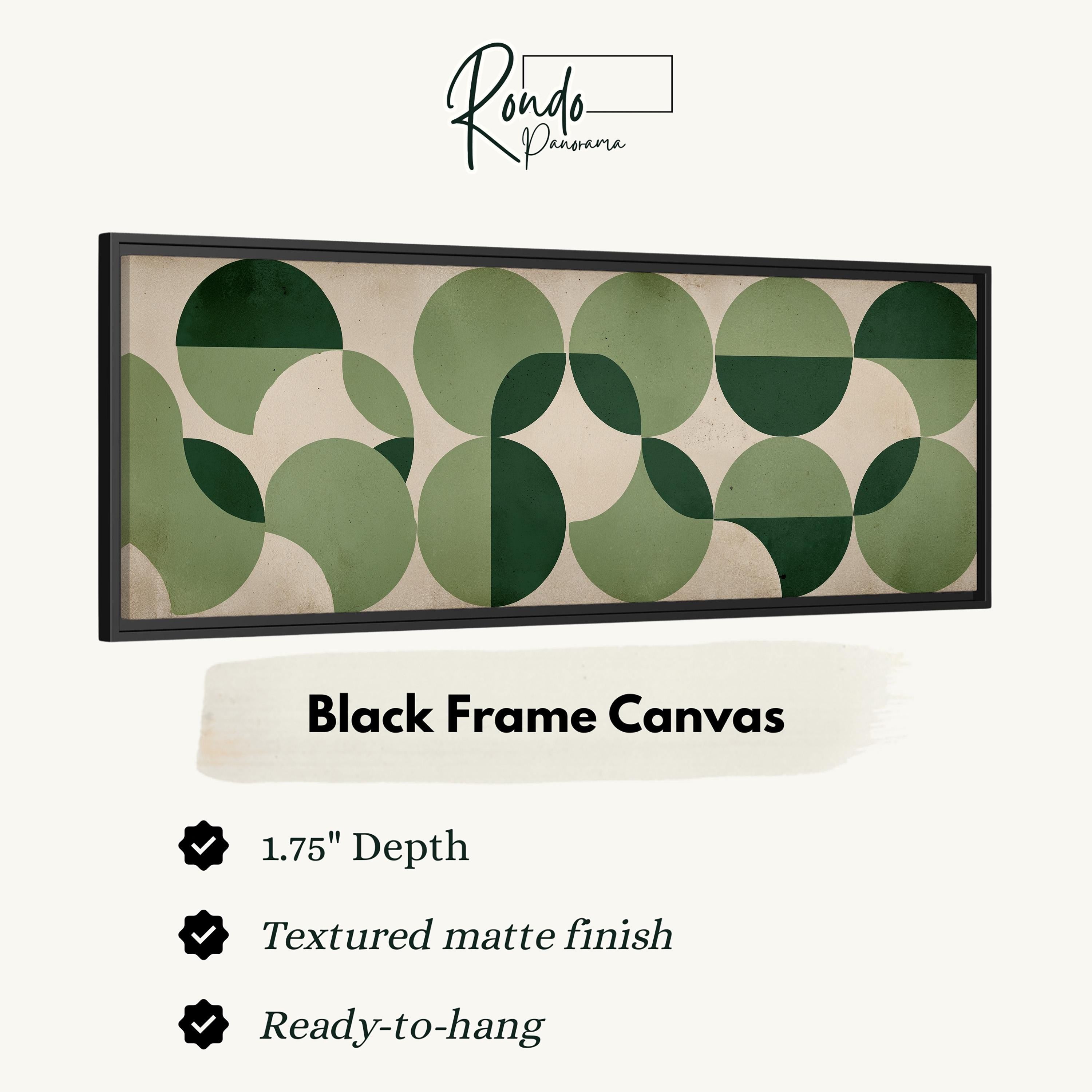 The image is a black frame canvas with a geometric pattern of green circles and lines.