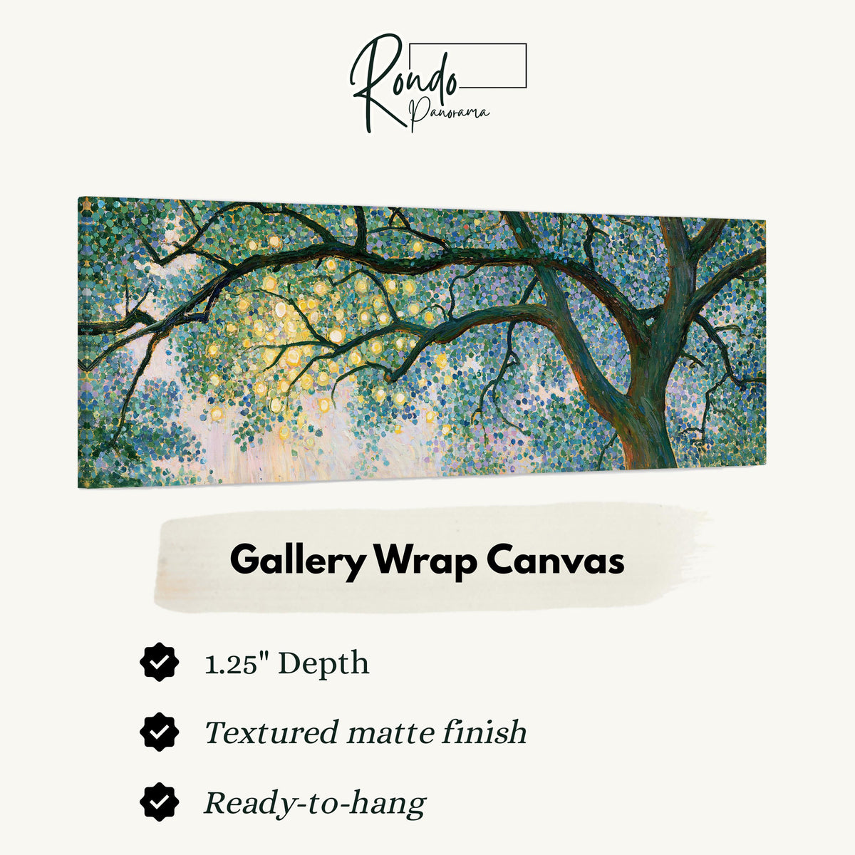 Tree canopy with golden light gallery wrap canvas with the image wrapped around the edges