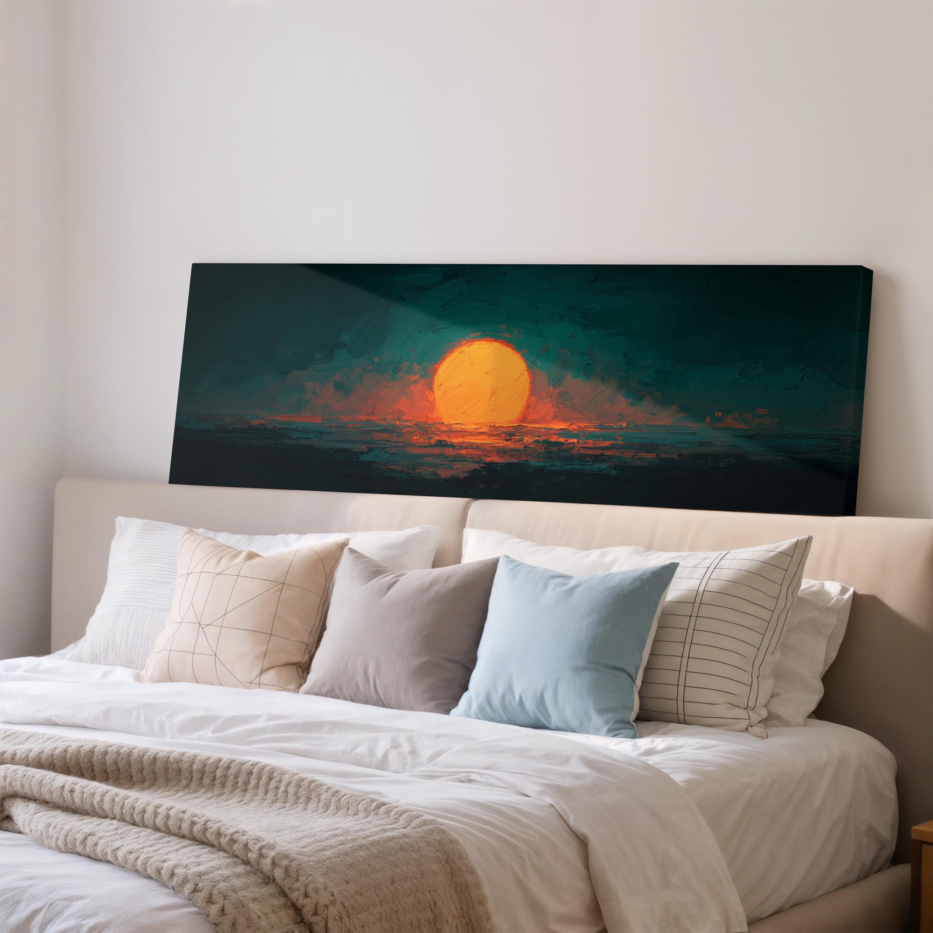 Moody Abstract Sunset - Long Panoramic Framed Canvas Art