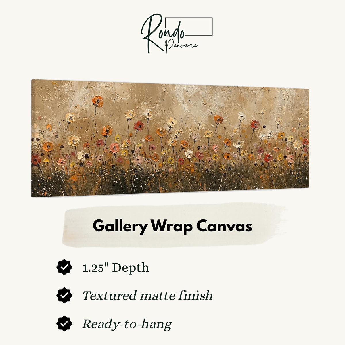 Golden wildflower field gallery wrap canvas with the image wrapped around the edges