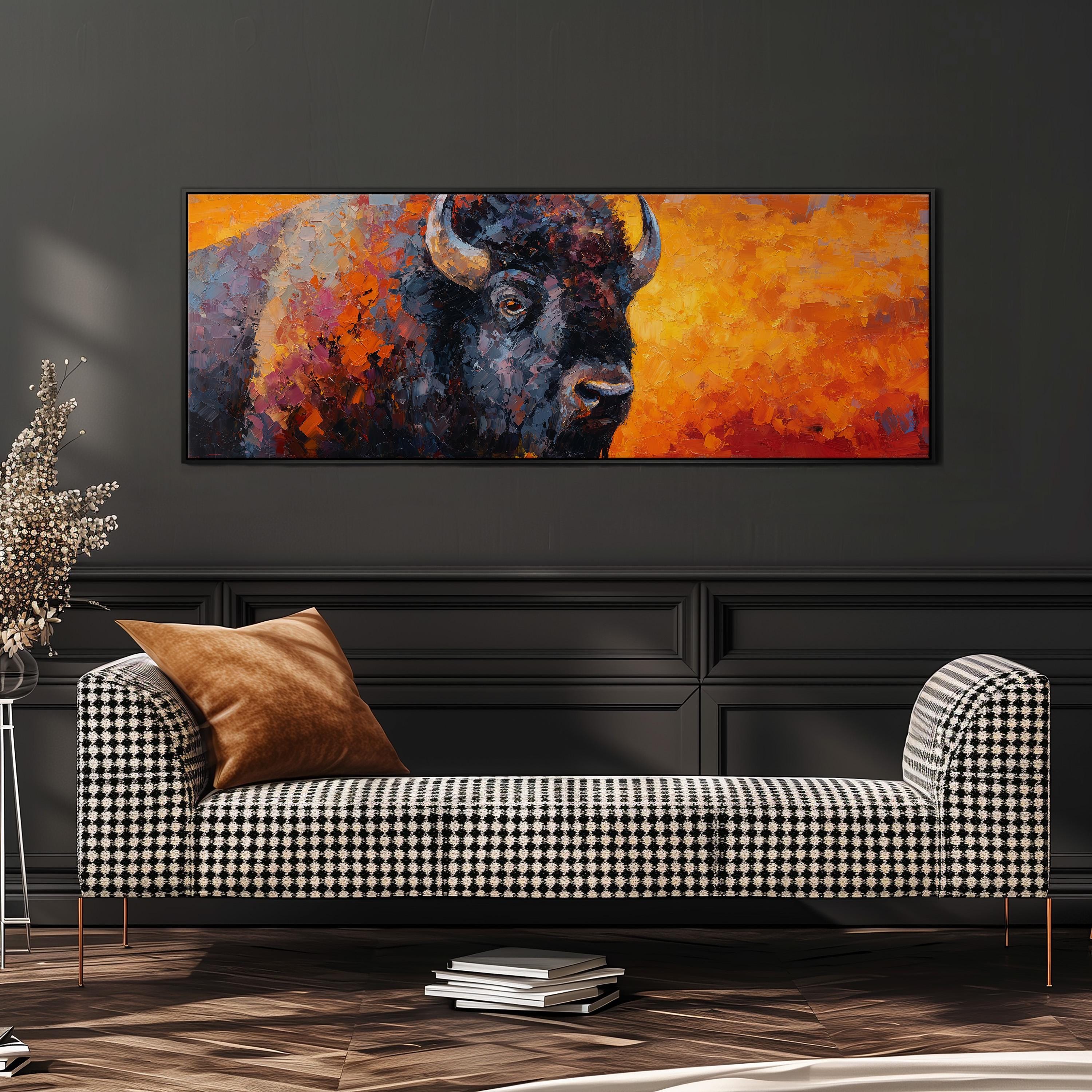 Abstract Bison - Wide Panoramic Canvas