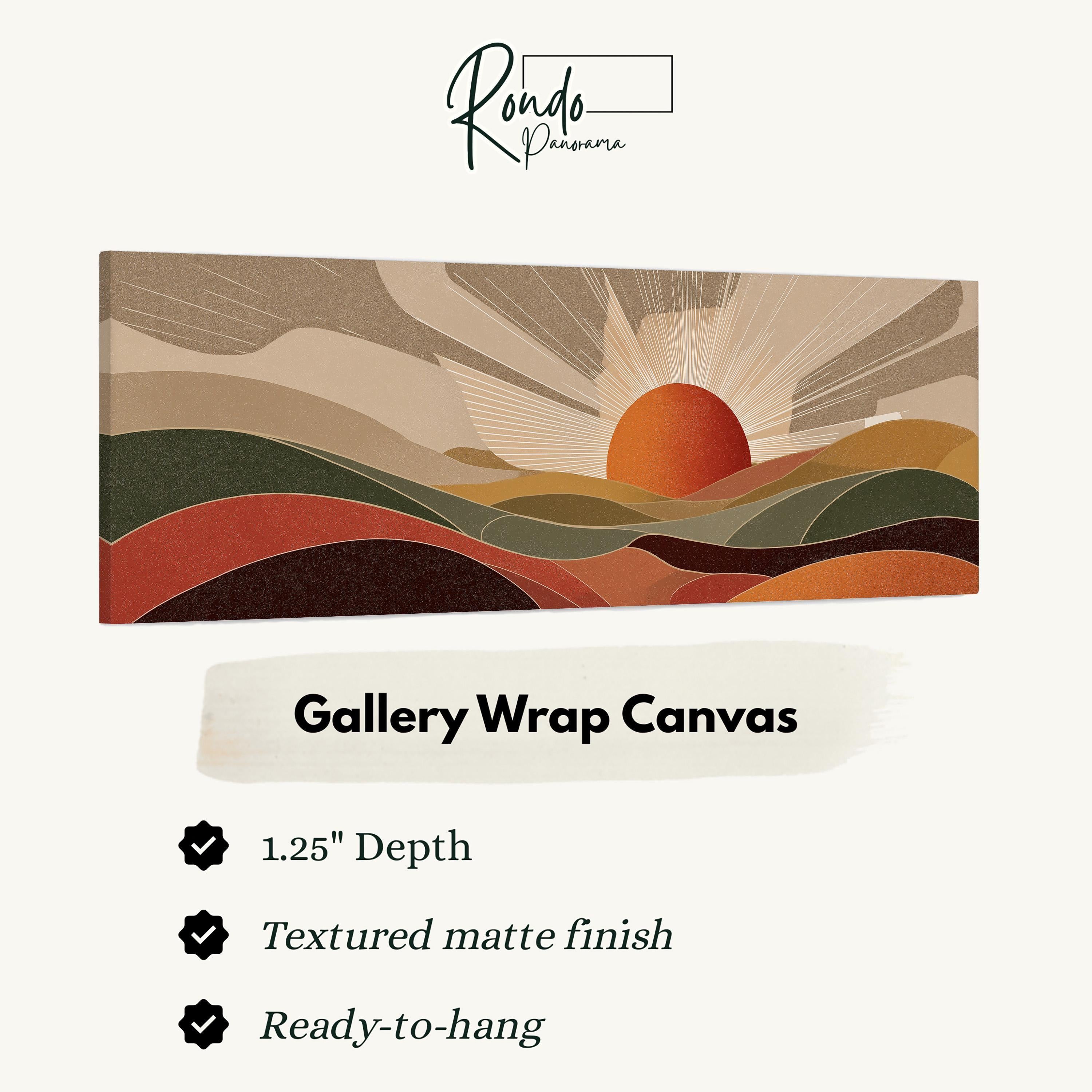 Mid Century Modern Sunset Landscape - Wide Panoramic Canvas